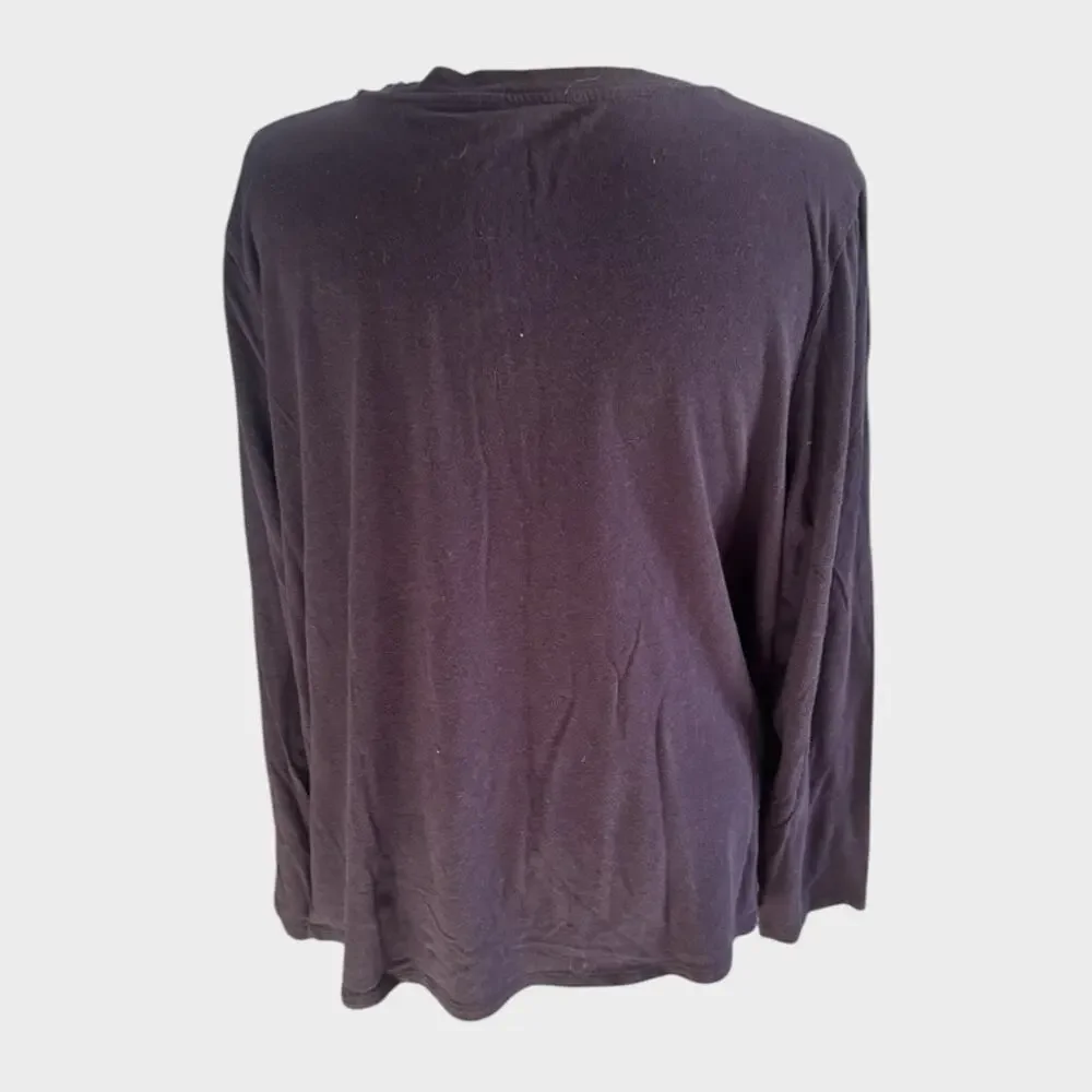 Liz Claiborne Sleepwear XL Navy Blue V Neck Long Sleeve Top